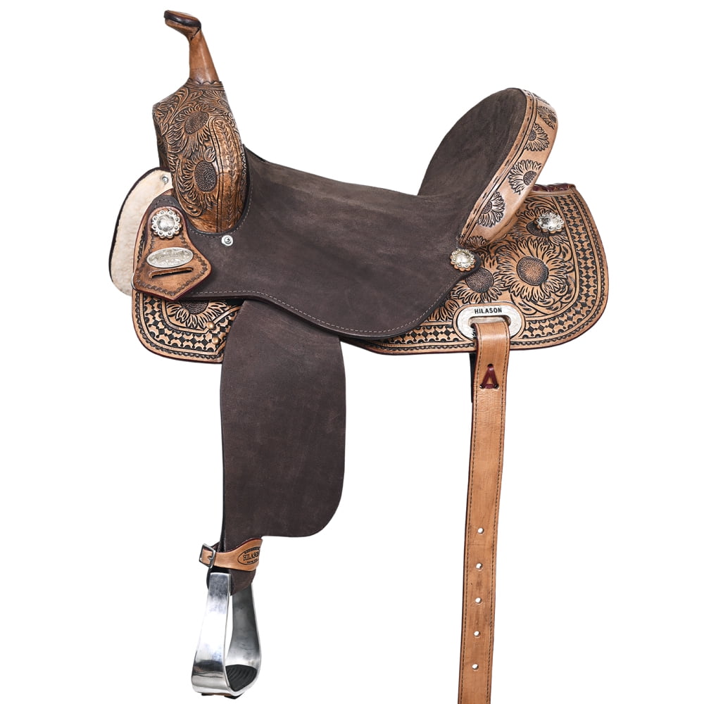 HILASON Western Selle en cuir sculpté Motif floral