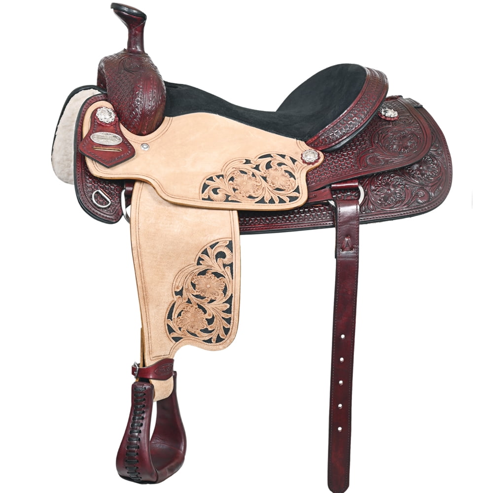 15 In HILASON Western Horse Ranch Roping Roper American Leather Saddle ...