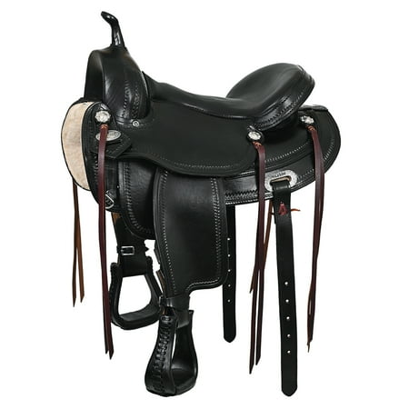 15 In HILASON Western Horse Saddle American Leather Flex Tree Trail & Pleasure Black