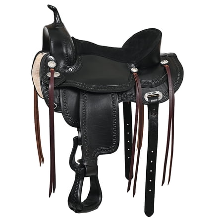 15 In HILASON Western Horse Saddle American Leather Flex Tree Trail & Pleasure Black