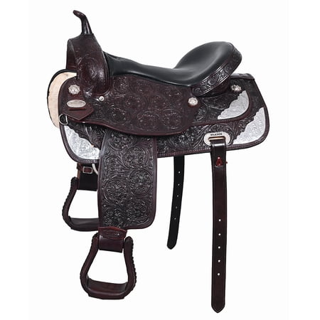 15 In HILASON Western Horse Saddle American Leather Flex Tree Trail & Pleasure Dark Brown