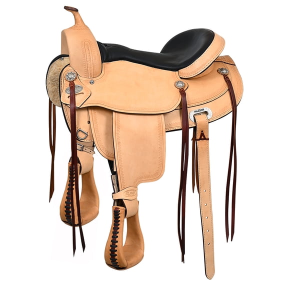 15 In HILASON Western Horse Saddle American Leather Flex Tree Trail & Pleasure Tan