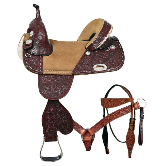 15 In Hilason Western Horse American Leather Trail Barrel Racing Saddle With Tack Set