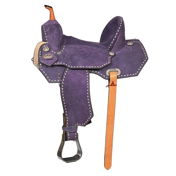 15 In Hilason Western Horse Barrel Flex Tree Trail American Leather Saddle Blue