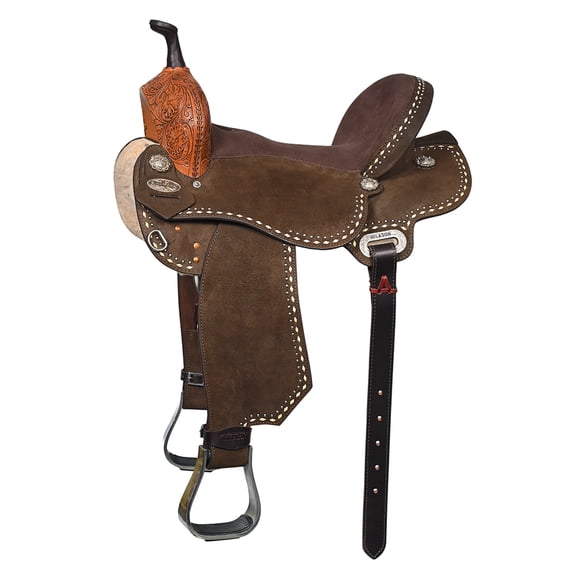 15 In Hilason Western Horse Barrel Flex Tree Trail American Leather Saddle Dark Brown Gorgeous Floral Hand Tooled & Carved
