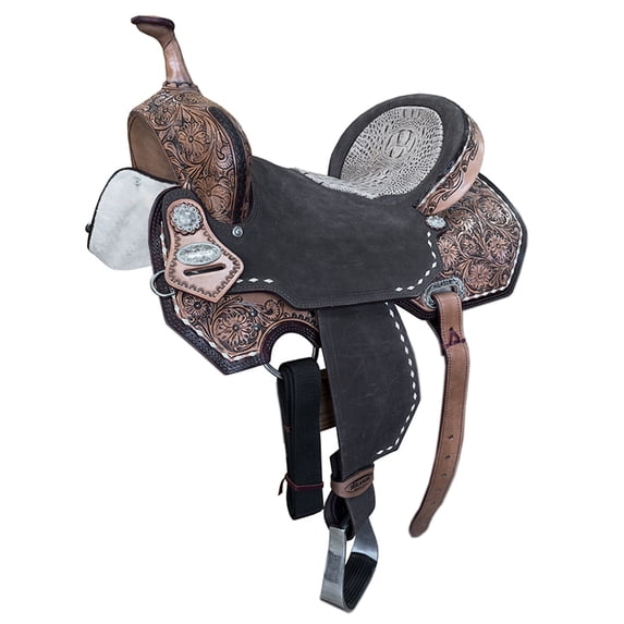 15 In Hilason Western Horse Barrel Flex Tree Trail Genuine American Leather Saddle Brown