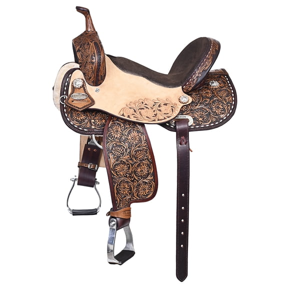 15 In Hilason Western Horse Flex Tree Barrel Trail American Leather Saddle Brown