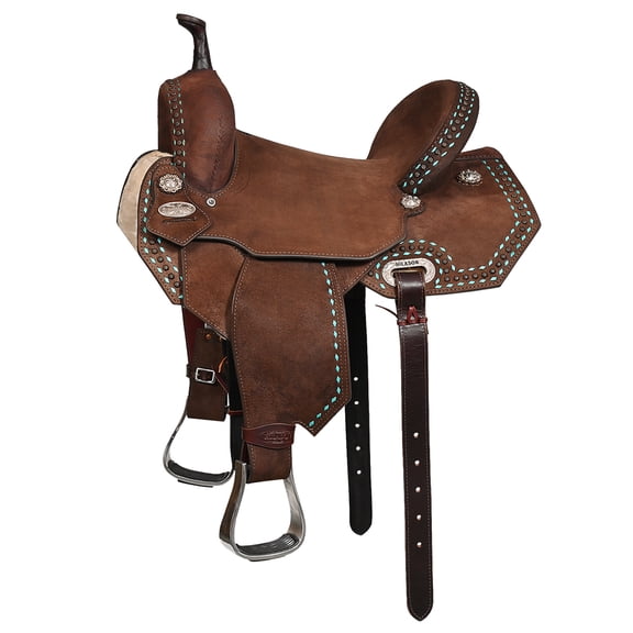 15 In Hilason Western Horse Flex Tree Saddle American Leather Trail Barrel