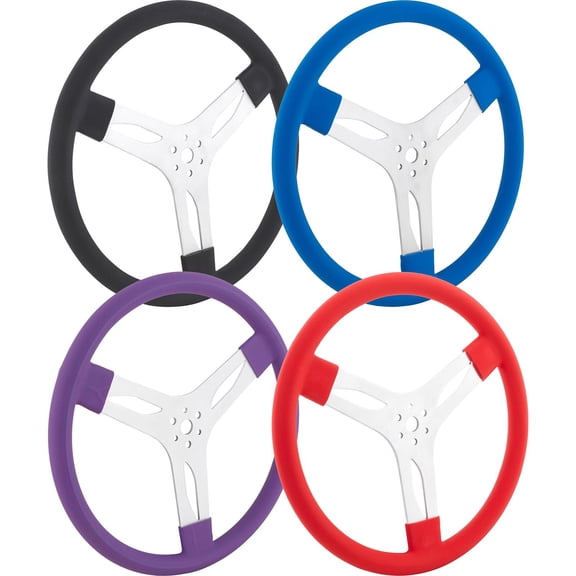 15 In. Red Rubber Cushioned Alum 3-Spoke Steering Wheel, Flat