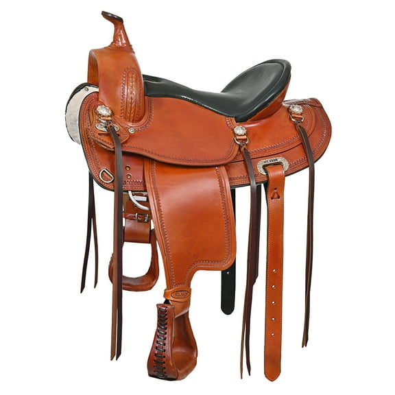 15 In Western American Leather Horse Saddle Wide Gullet Trail Hilason