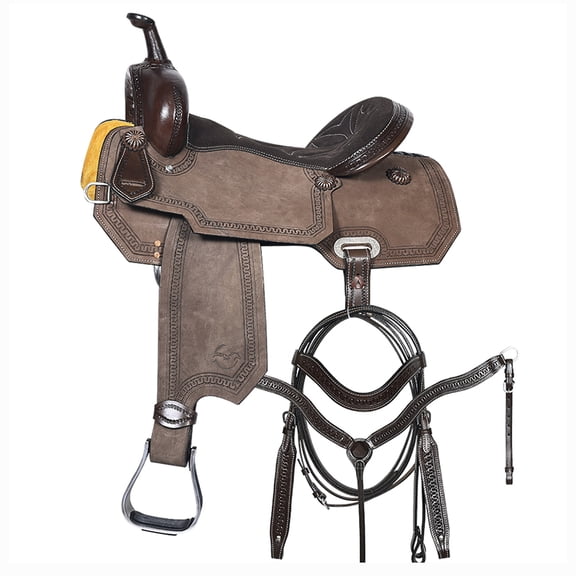 15 In Western Horse Barrel Racing Trail Saddle Tack Set Genuine Leather Comfytack