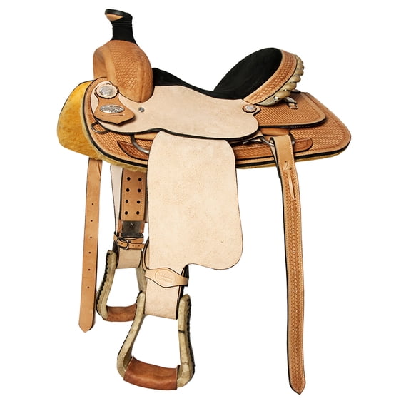 15 In Western Horse Saddle American Leather Basketweave Ranch Roping Cowboy Hilason