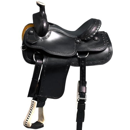 15 In Western Horse Saddle American Leather Ranch Roping Trail Hilason Black