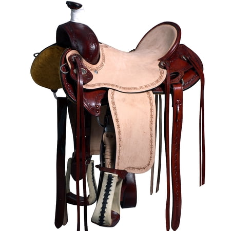 15 In Western Horse Saddle American Leather Ranch Roping Trail Hilason Mahogany