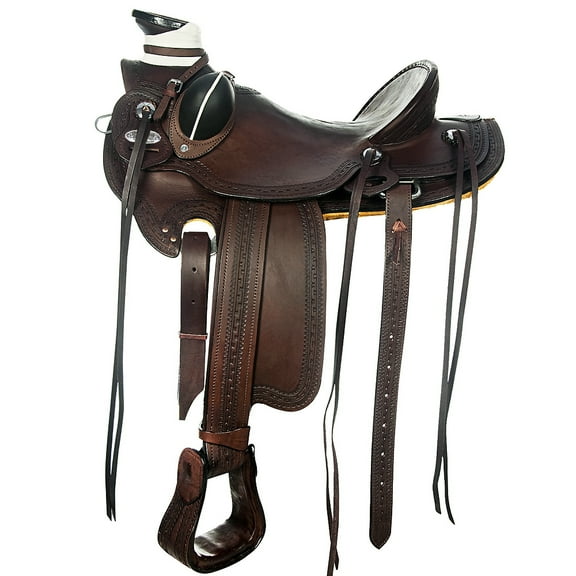 15 In Western Horse Wade Saddle American Leather Ranch Roping Dark Brown Hilason