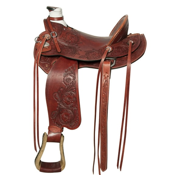 15 In Western Horse Wade Saddle American Leather Ranch Roping Mahogany Hilason