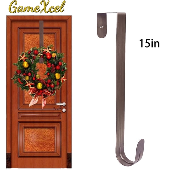 15 In Wreath Hanger - Metal Wreath Holder - Door Hook for Xmas Easter Spring Wreath - Front Door Hanger Bronze