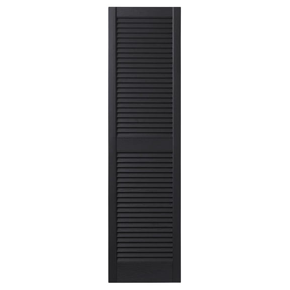 15 In. X 47 In. Open Louvered Polypropylene Shutters Pair In Black