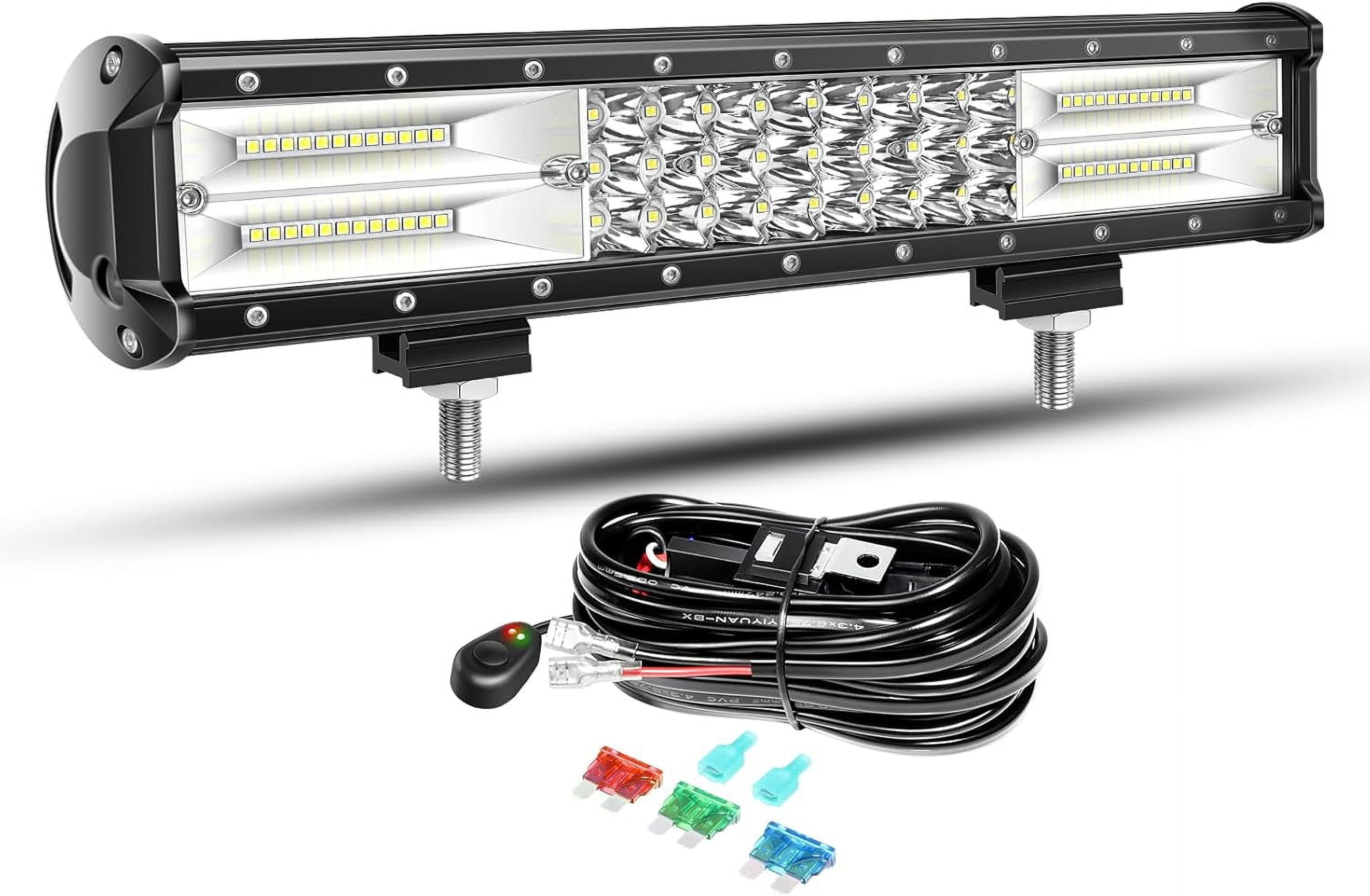 15 Inch 216W Led Light Bar with Wiring Harness Spot Flood Combo Beam