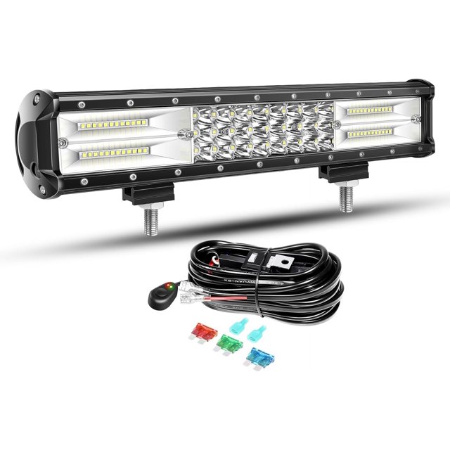 15 Inch 216W Led Light Bar with Wiring Harness Spot Flood Combo Beam