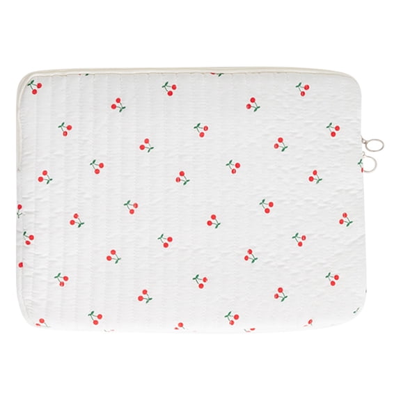 15 Inch Big Cherry Cotton Laptop Carrying Case, Quilted Notebook Protective Sleeve (big Cherry L)