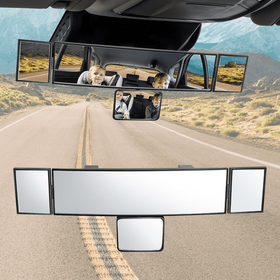 15-Inch Car Rearview Mirror, Anti-Glare Clip-On Wide-Angle Convex Rearview Mirror, High-Definition Panoramic Extended Mirror, Automotive Interior Accessory Suitable For Sedans, Trucks And Suvs