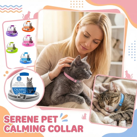 15 Inch Cats Anxiety Relief and Soothing Collar Adjustable Calm Neck Strap for Stress Reduction in Indoor and Outdoor Travel, Purple Size M