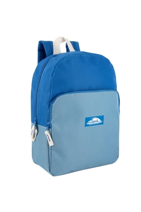 15 Inch Classic Solid Color Backpack with Front Zippered Pocket for Commuting and Travel in Blue & Light Blue