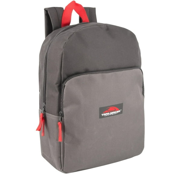 15 Inch Classic Solid Color Backpack with Front Zippered Pocket for Commuting and Travel in Gray & Charcoal