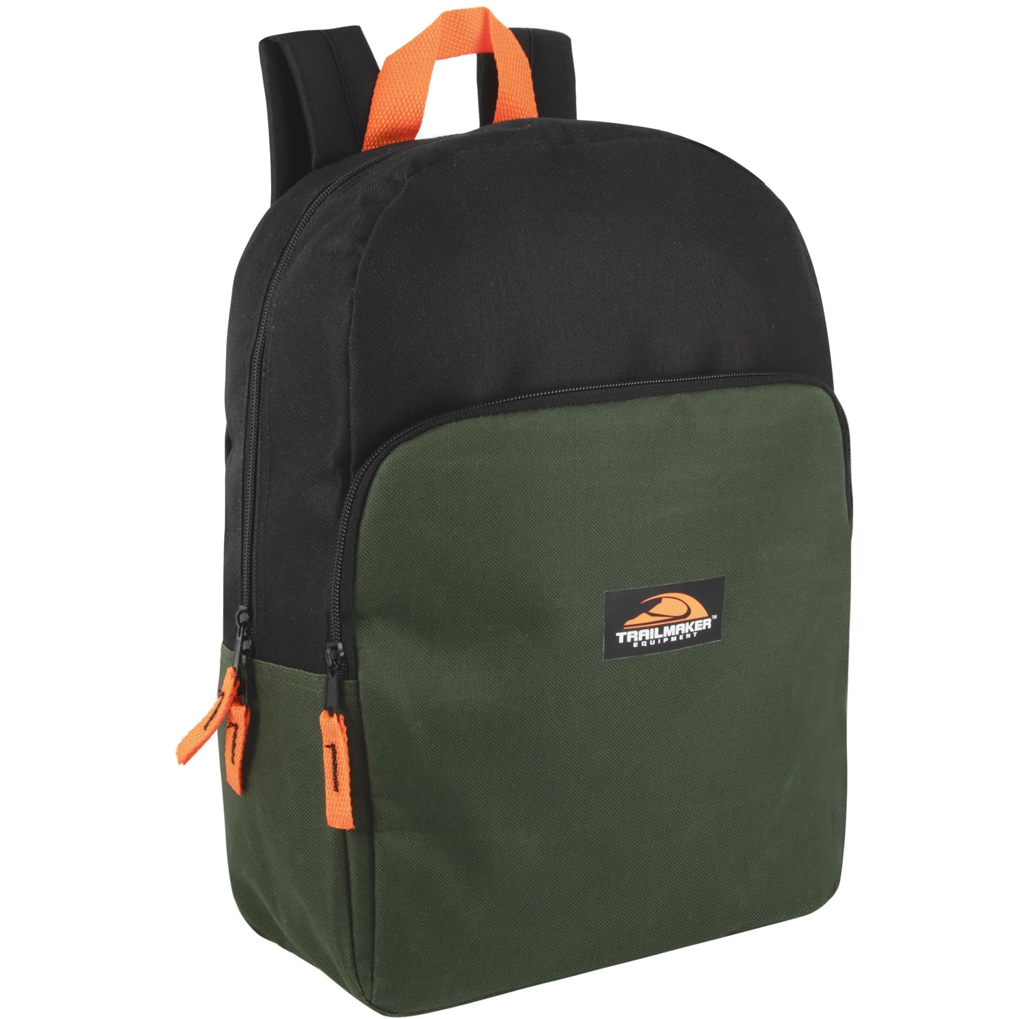 15 Inch Classic Solid Color Backpack with Front Zippered Pocket for Commuting and Travel in Hunter Green & Black