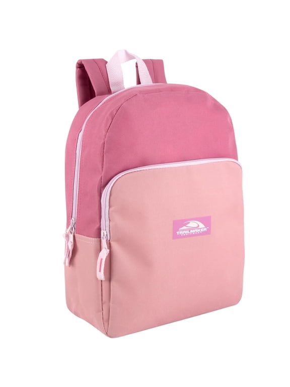 Classic Solid Color Backpack with Front Zippered Pocket for Commuting and Travel in Pink