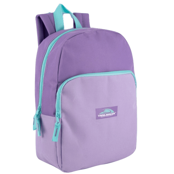 15 Inch Classic Solid Color Backpack with Front Zippered Pocket for Commuting and Travel in Purple