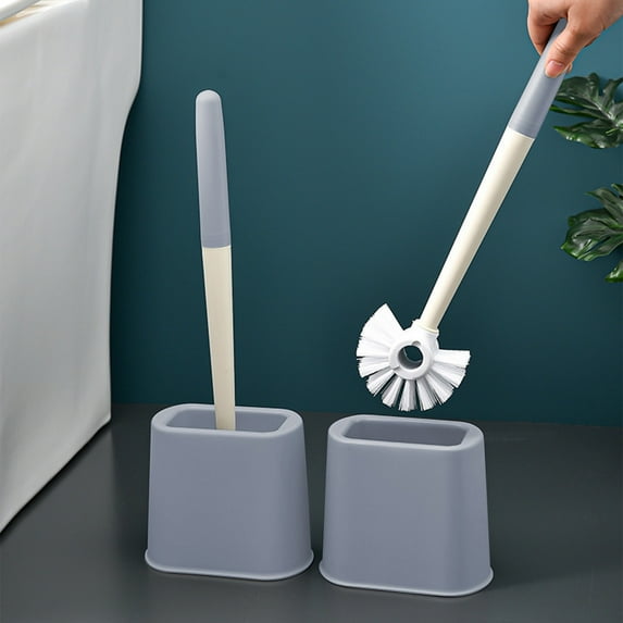 15 Inch Drip-Proof Toilet Brush with Base - Long Handle Soft Bristle Cleaner, No Dead Corner Bathroom Scrubber