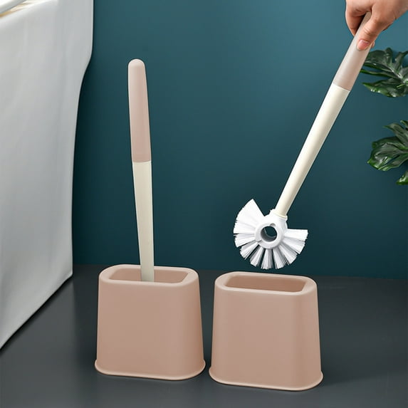15 Inch Drip-Proof Toilet Brush with Base - Long Handle Soft Bristle Cleaner, No Dead Corner Bathroom Scrubber