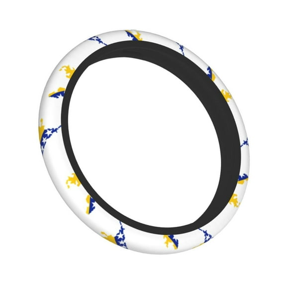 15 Inch Elastic Steering Wheel Cover Bosnian Flag Map Steering Wheel Cover Universal Neoprene Steering Wheel Covers Protector