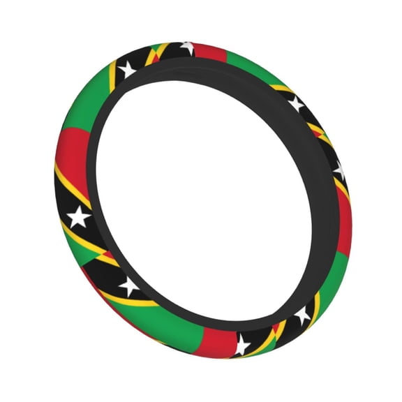 15 Inch Elastic Steering Wheel Cover Saint Kitts And Nevis Flag Steering Wheel Cover Universal Neoprene Steering Wheel Covers Protector