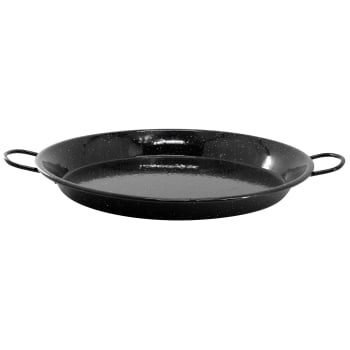 15 Inch Enameled Steel Paella Pan Speckled Black