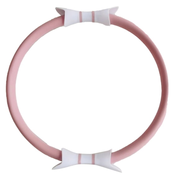 15-Inch Flexible Yoga Ring with Padded Handles for Toning and Core Pink