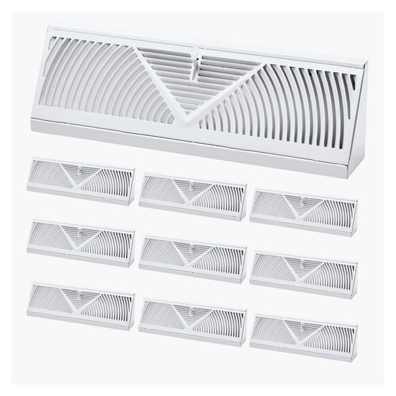 15 Inch Floor Registers 10-Pack, Heavy Duty Iron HVAC Floor Vents, Rustproof Air Vents with Adjustable Damper for Home Office, White