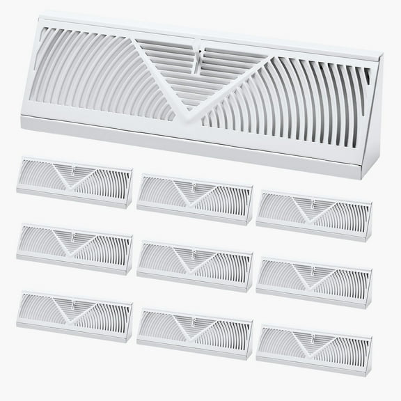 15 Inch Floor Registers 10 Pack Heavy Duty Walkable HVAC Vents Rustproof Adjustable Metal Damper Air Deflector for Home Office White