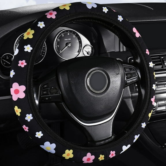 15 Inch Floral Steering Wheel Cover Breathable and Anti-slip Car Accessory