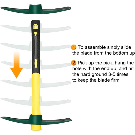 15 Inch Forged Pick Mattock, Weeding Hoe, Pick Axe, 1.4 Pounds