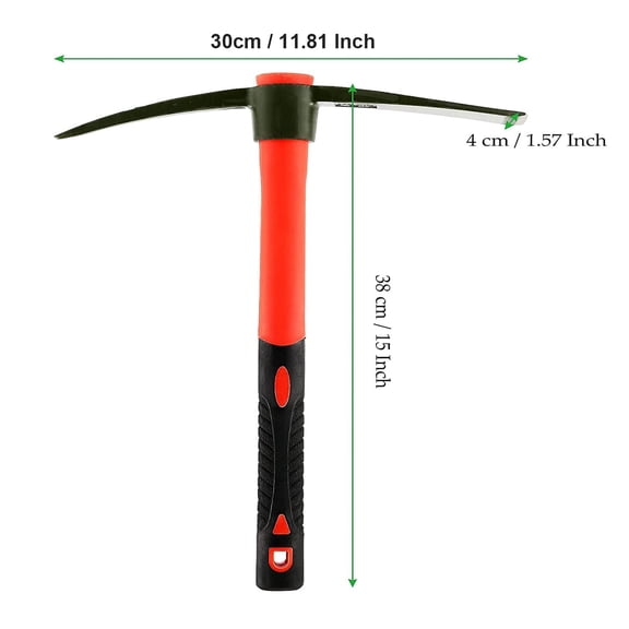 15 Inch Forged Steel Pick Mattock Hoe with Fiberglass Handle Garden Tool for Digging and Excavation