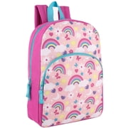 15 Inch Fun Printed Backpack with Front Zippered Pocket & Padded Adjustable Shoulder Straps in Radiant Rainbows