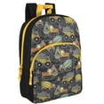 thumbnail image 1 of 15 Inch Fun Printed Backpack with Front Zippered Pocket & Padded Adjustable Shoulder Straps in Tough Trucks, 1 of 6
