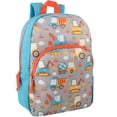 thumbnail image 1 of 15 Inch Fun Printed Backpack with Front Zippered Pocket & Padded Adjustable Shoulder Straps in&nbsp;Construction Trucks, 1 of 5