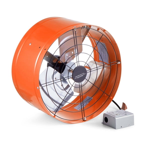 15 Inch Gable Mount Fan - 1650 CFM Attic Fan with Thermostat, Orange