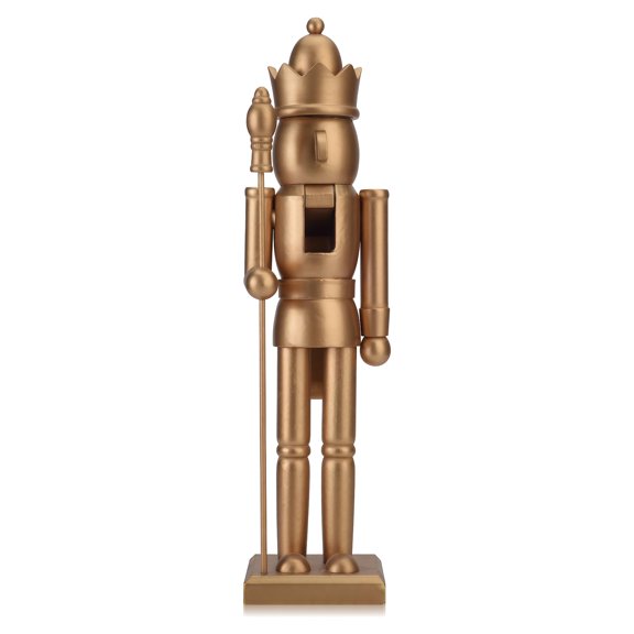 15 Inch Gold Nutcracker King Figure with Scepter and Crown