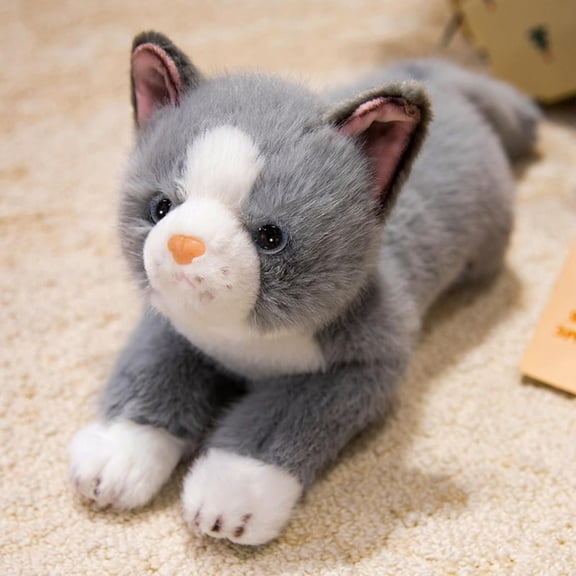 15 Inch Grey Peach Cat Soft Fluffy Plush Doll