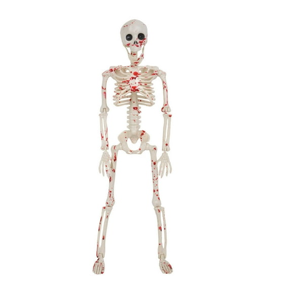 15 Inch Halloween Posable Skeleton, Full Body Realistic Bones with Movable Joints, Giant Skeletons Decorations for Indoor Outdoor Haunted House Props, Spooky Scene Party Decor